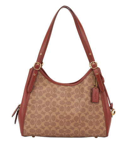 Lori Shoulder Bag, &pound;190, Handbags, Beige/Tan, Canvas/Leather, Front view